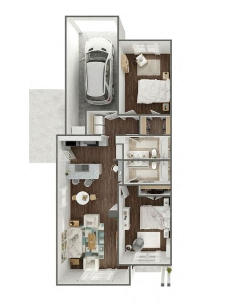 Floor plan for 2 beds, 2 baths, 1060 sqft